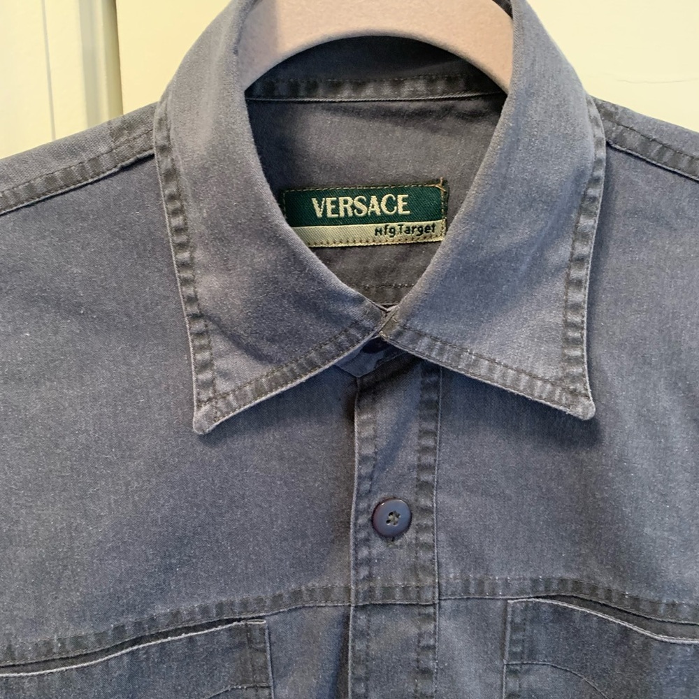 Versace Men’s Blue Washed Denim Shirt